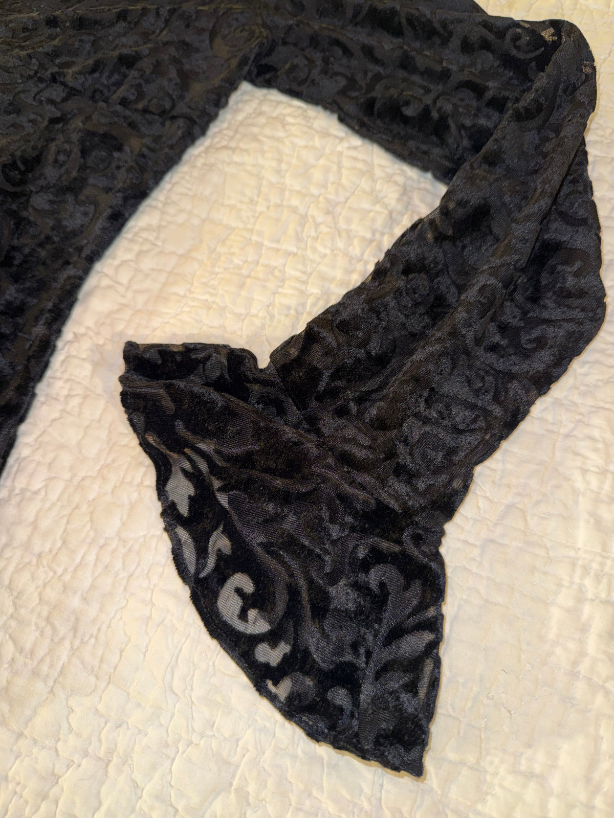 In Charge - Velvet Mesh Top with Botanical Pattern