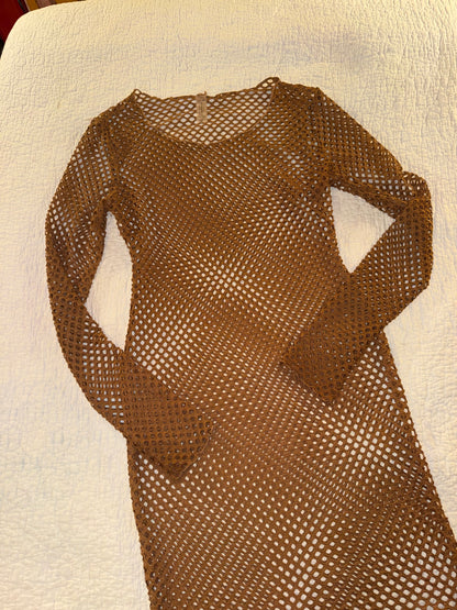 Fashion Nova - Brown Mesh Club Dress