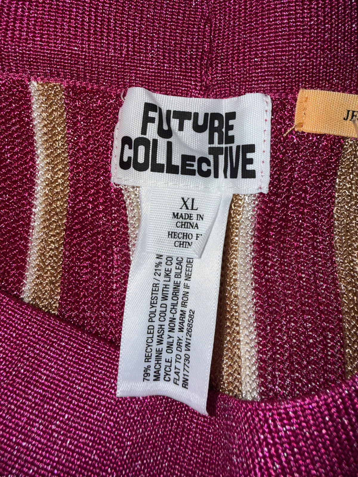Future Collective - Striped Flare Pants in Pink and Gold - Jenny C. Lopez