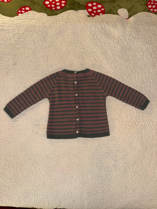 Grey and Mauve Striped Baby Sweater T-24