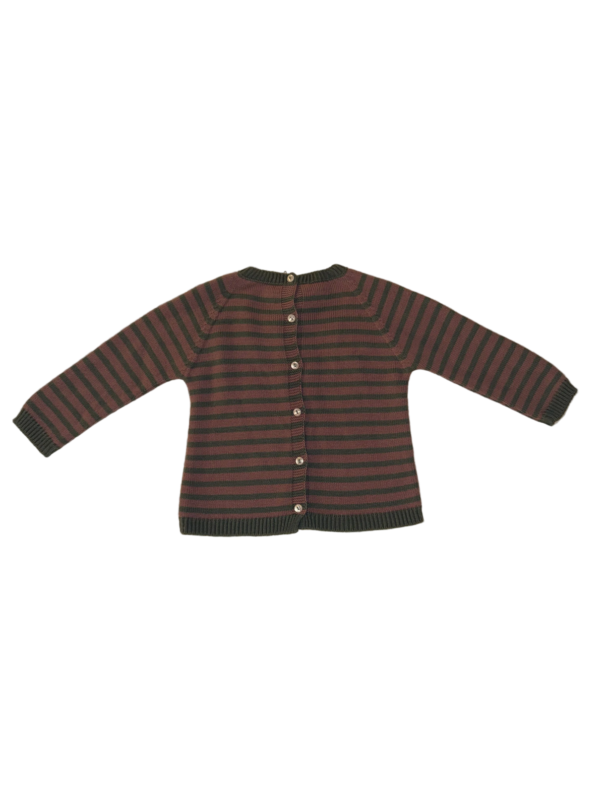 Grey and Mauve Striped Baby Sweater T-24