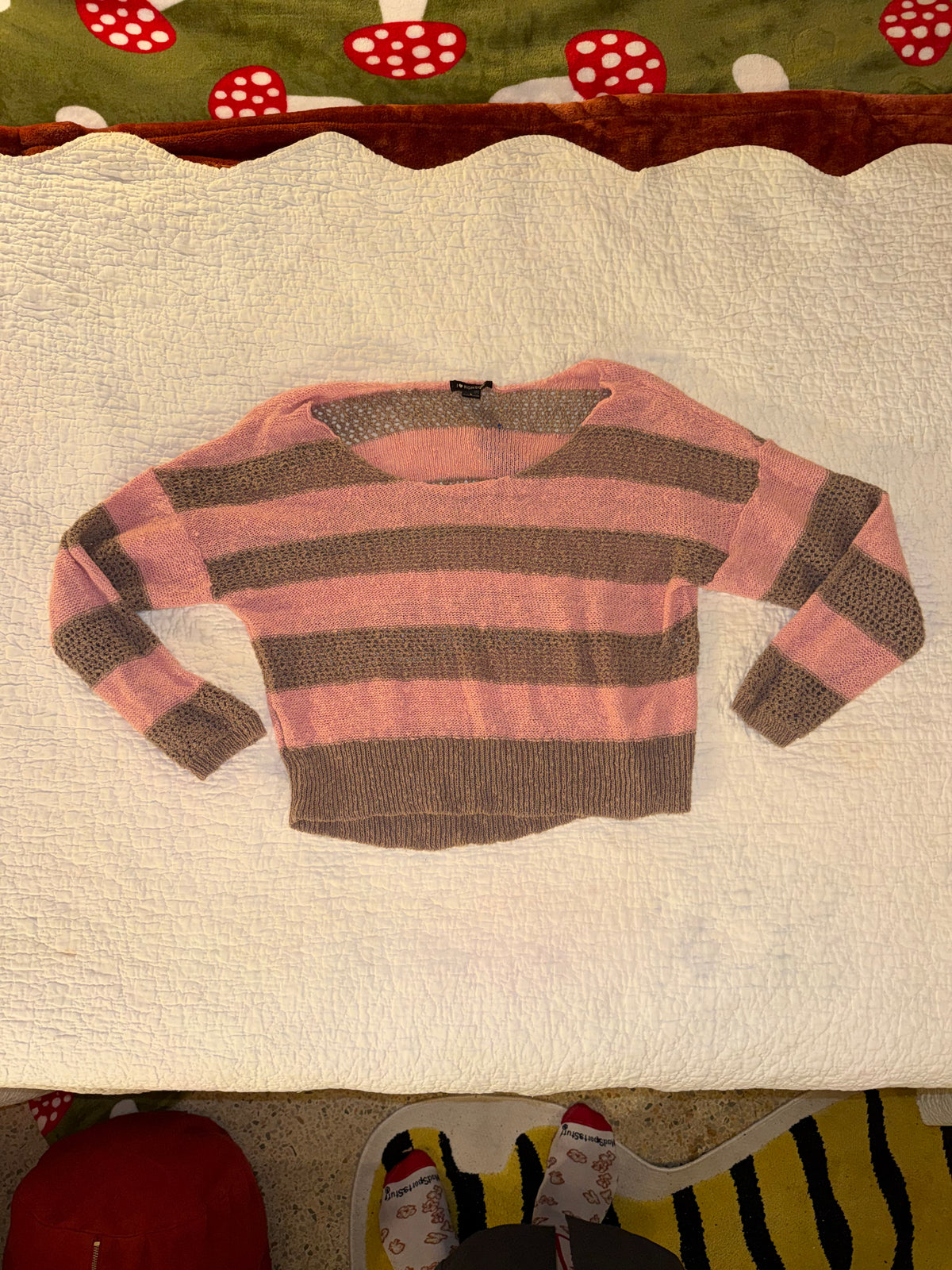 I Love Ronson - Pink and Brown Striped Knit Sweater