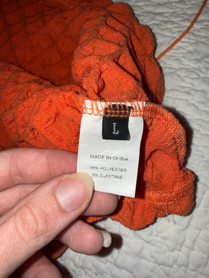 Orange Puffy Minidress with Side Cutout
