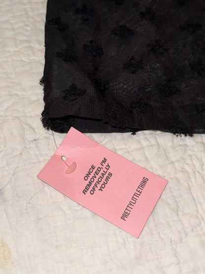 Pretty Little Thing - Black Wide Leg Textured Beach Trousers - Polka Dot Mesh