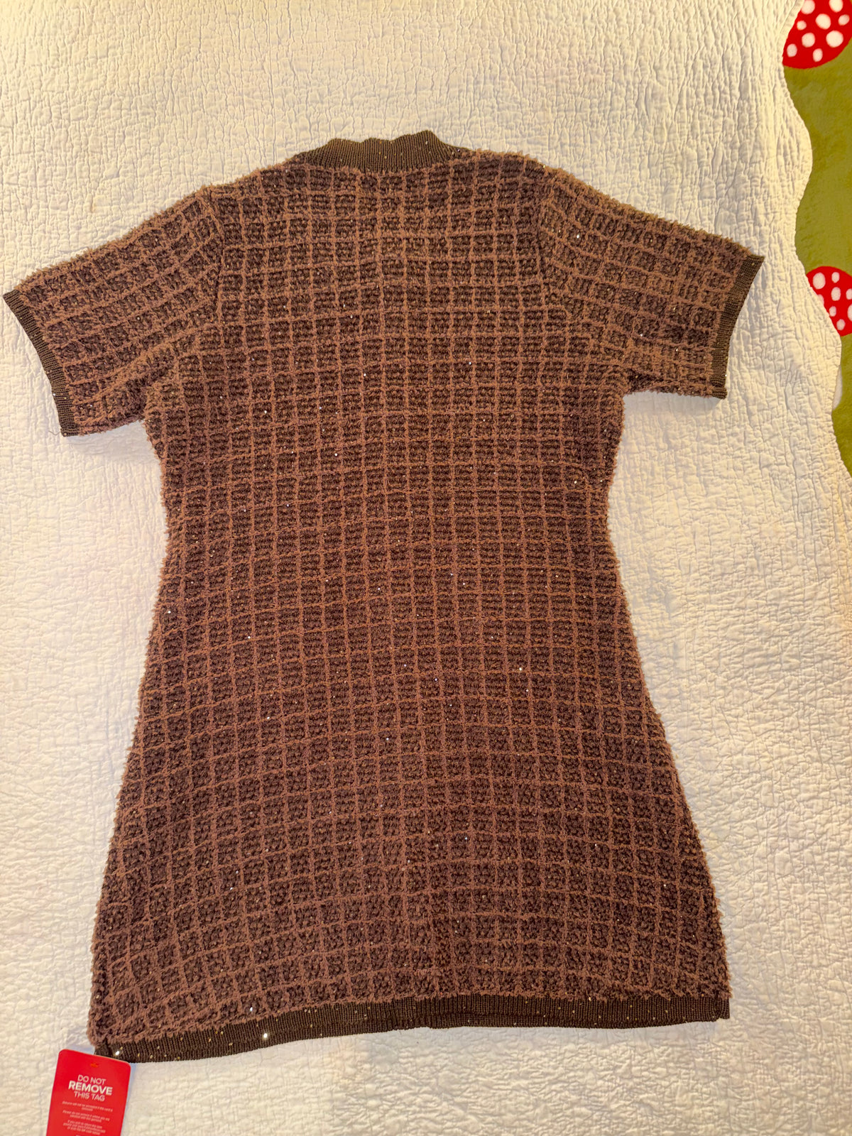 Nova Luxe - As If A Line Embellished Tweed Mini Dress in Chocolate - Fashion Nova