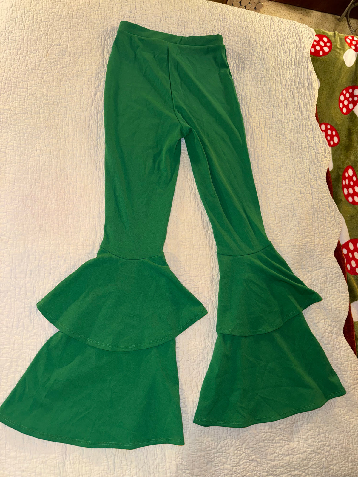 MadRag - Rare Chroma Key Green Screen ‘70s Style Double Flare Bottom Pants