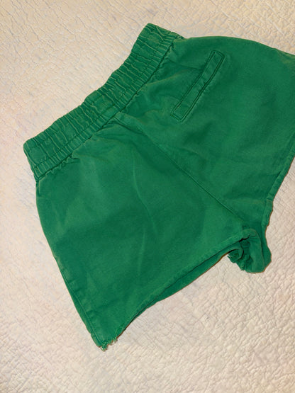 Zara - Washed Green Denim High Waist Short Shorts