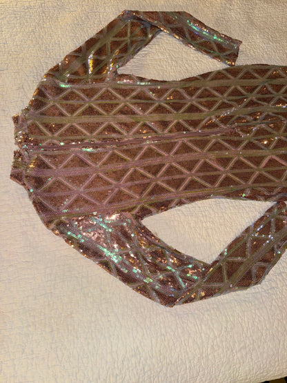 Fashion Nova - Geometric Bronze Color Sequin Club Bodycon Dress