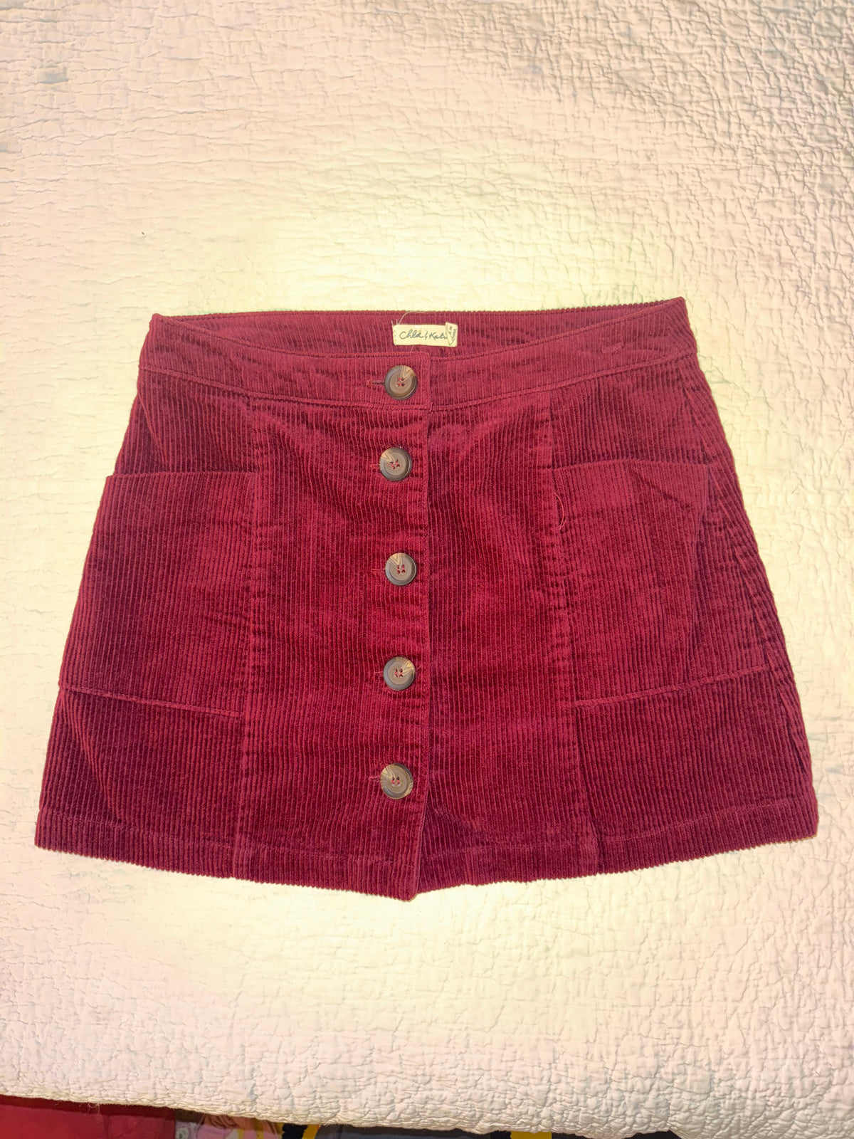 Chloe & Katie - Red Corduroy Skirt