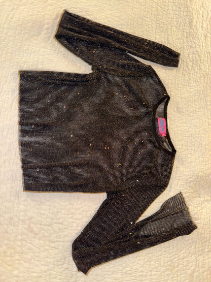 Edikted- Glitter Mesh Black Pinstripe Long Sleeve Top