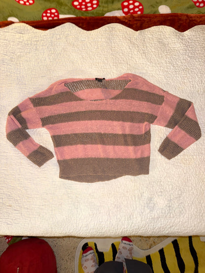I Love Ronson - Pink and Brown Striped Knit Sweater