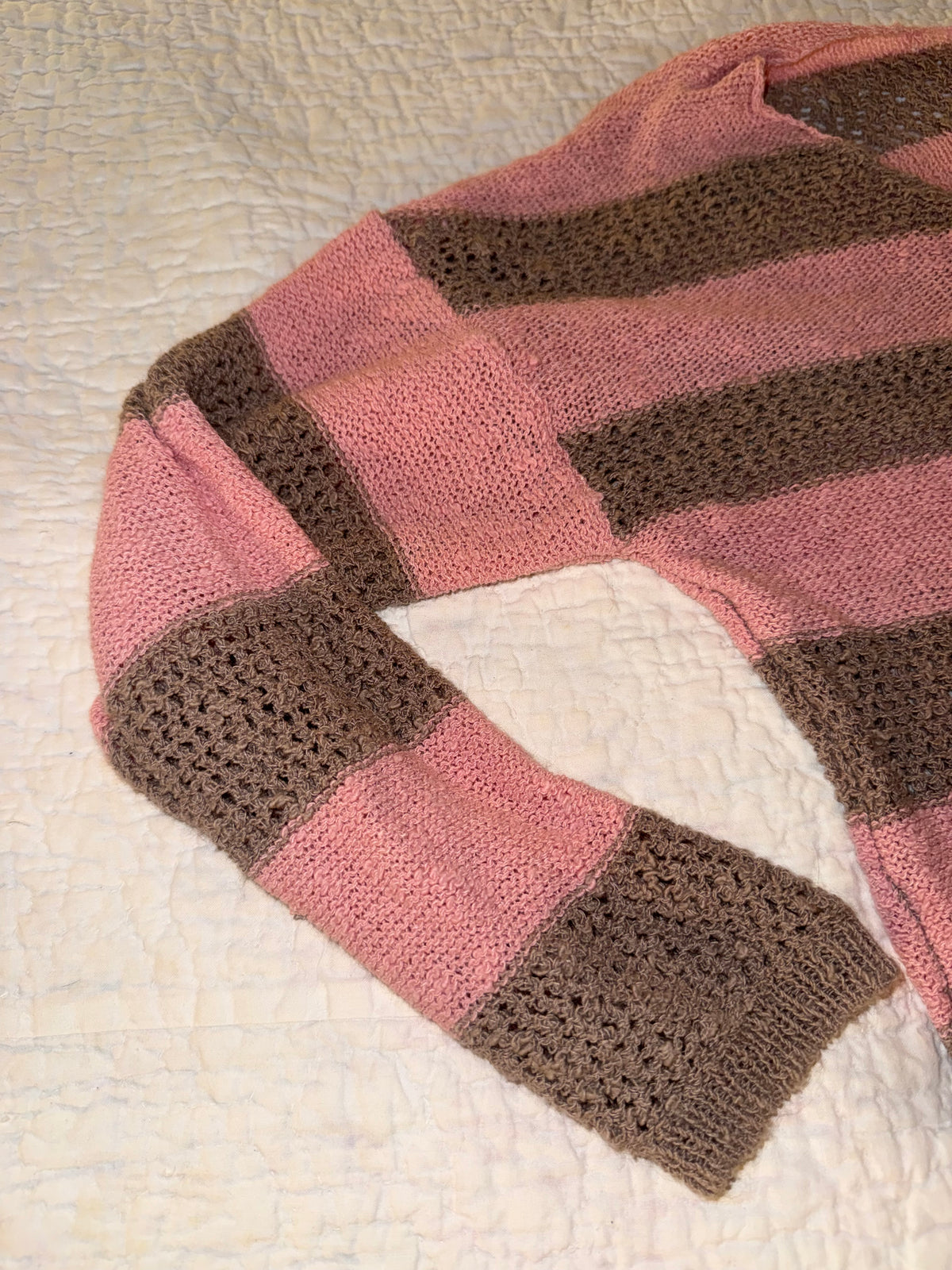 I Love Ronson - Pink and Brown Striped Knit Sweater