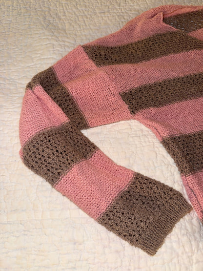 I Love Ronson - Pink and Brown Striped Knit Sweater