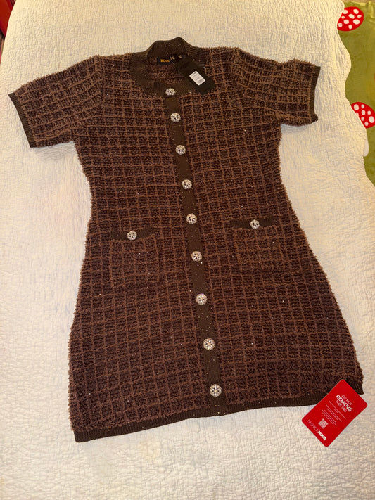 Nova Luxe - As If A Line Embellished Tweed Mini Dress in Chocolate - Fashion Nova
