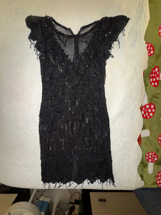 Scala - Black Beaded Sequin Dress
