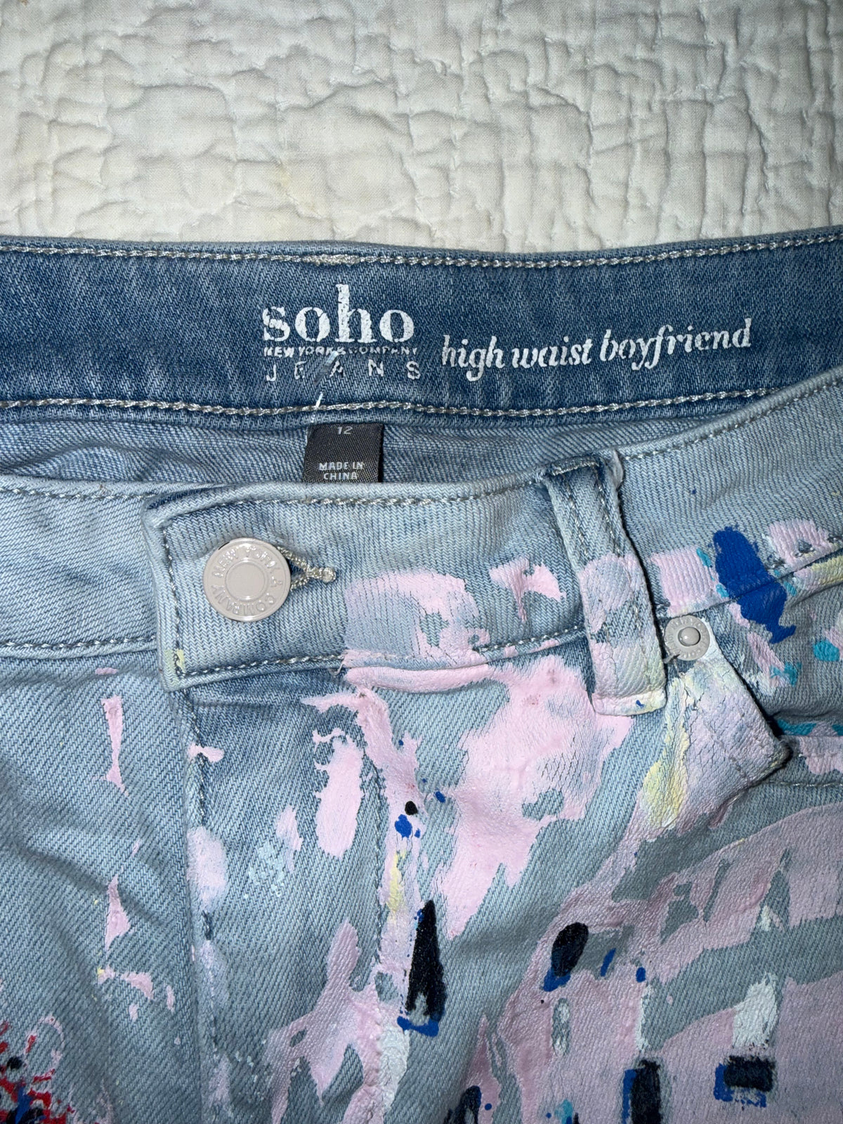 Soho Jeans - High Waist Boyfriend with Paint Splatter - New York Company