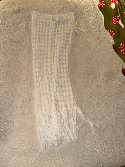 White Kit Beach Cover Up Skirt with Fringe