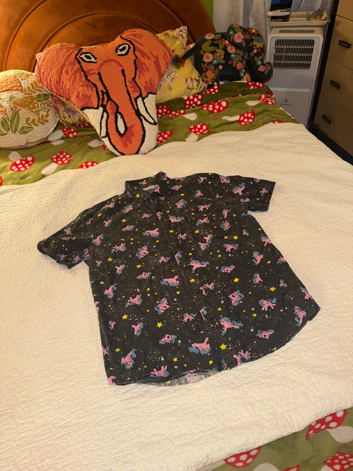 My Little Pony - Black Button Up Shirt with Pink and Blue Ponies