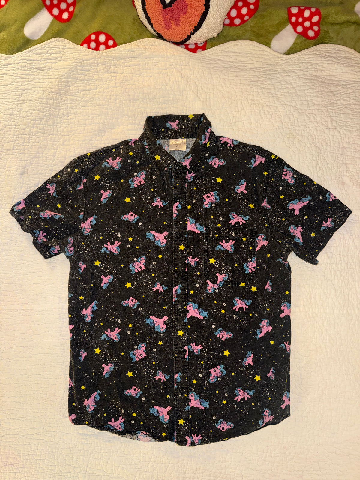My Little Pony - Black Button Up Shirt with Pink and Blue Ponies
