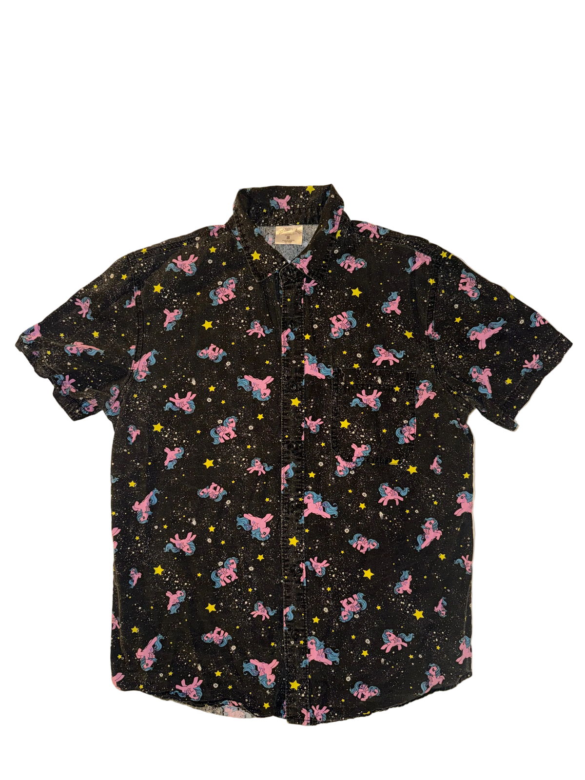 My Little Pony - Black Button Up Shirt with Pink and Blue Ponies