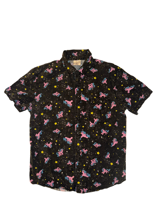My Little Pony - Black Button Up Shirt with Pink and Blue Ponies