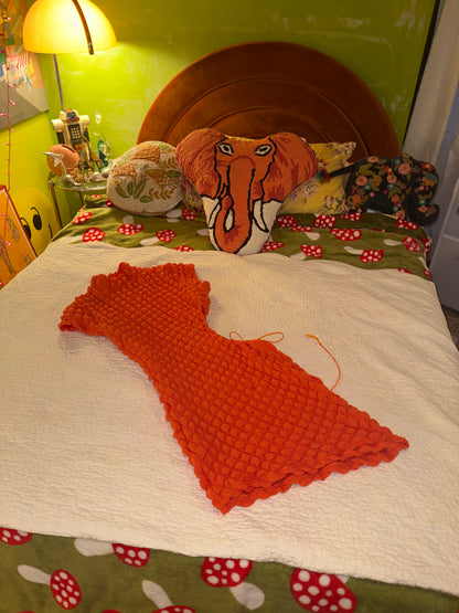 Orange Puffy Minidress with Side Cutout