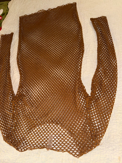 Fashion Nova - Brown Mesh Club Dress