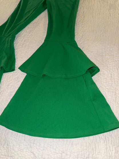 MadRag - Rare Chroma Key Green Screen ‘70s Style Double Flare Bottom Pants