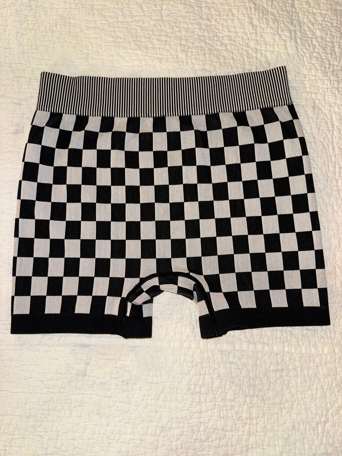 Kimberly C - Stretchy Checkerboard Athletic Racer Shorts
