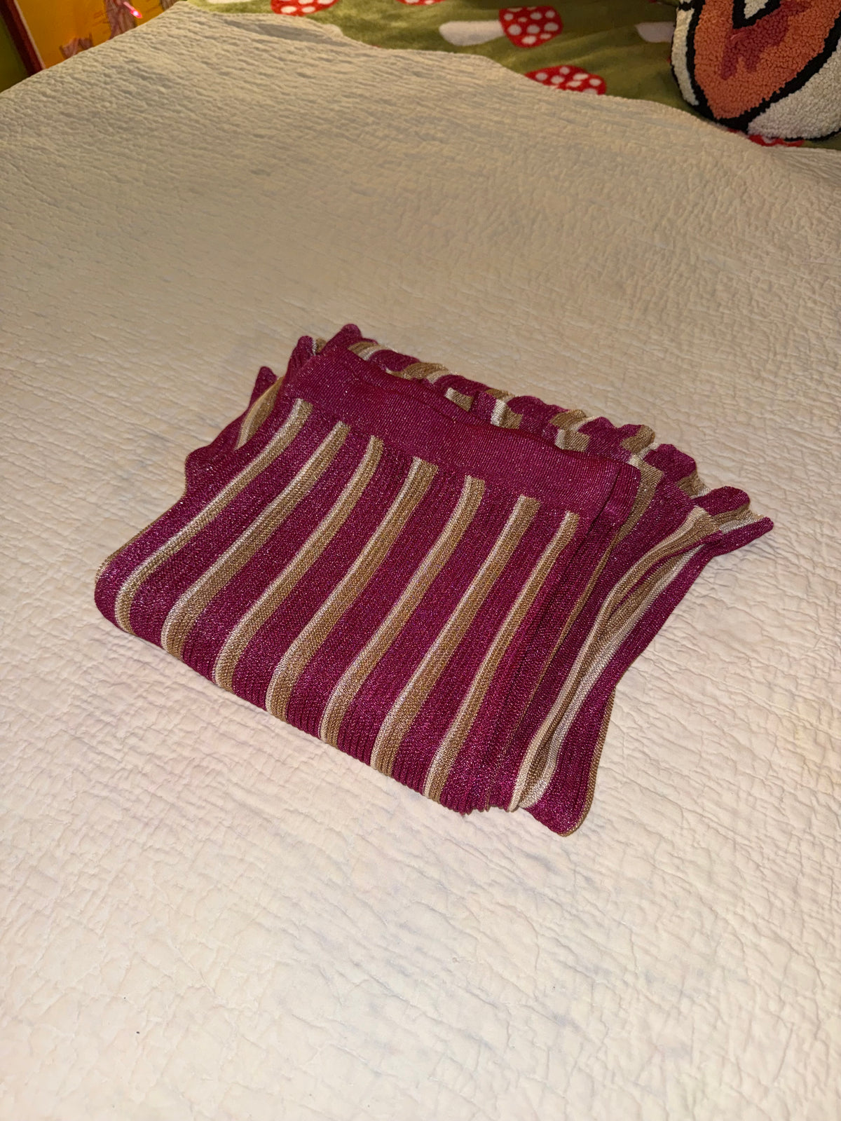 Future Collective - Striped Flare Pants in Pink and Gold - Jenny C. Lopez