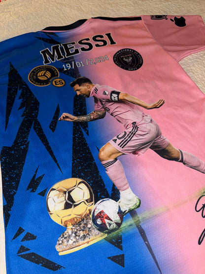 Club Internacional De Futbol - Commemorative Pink and Blue Messi Jersey