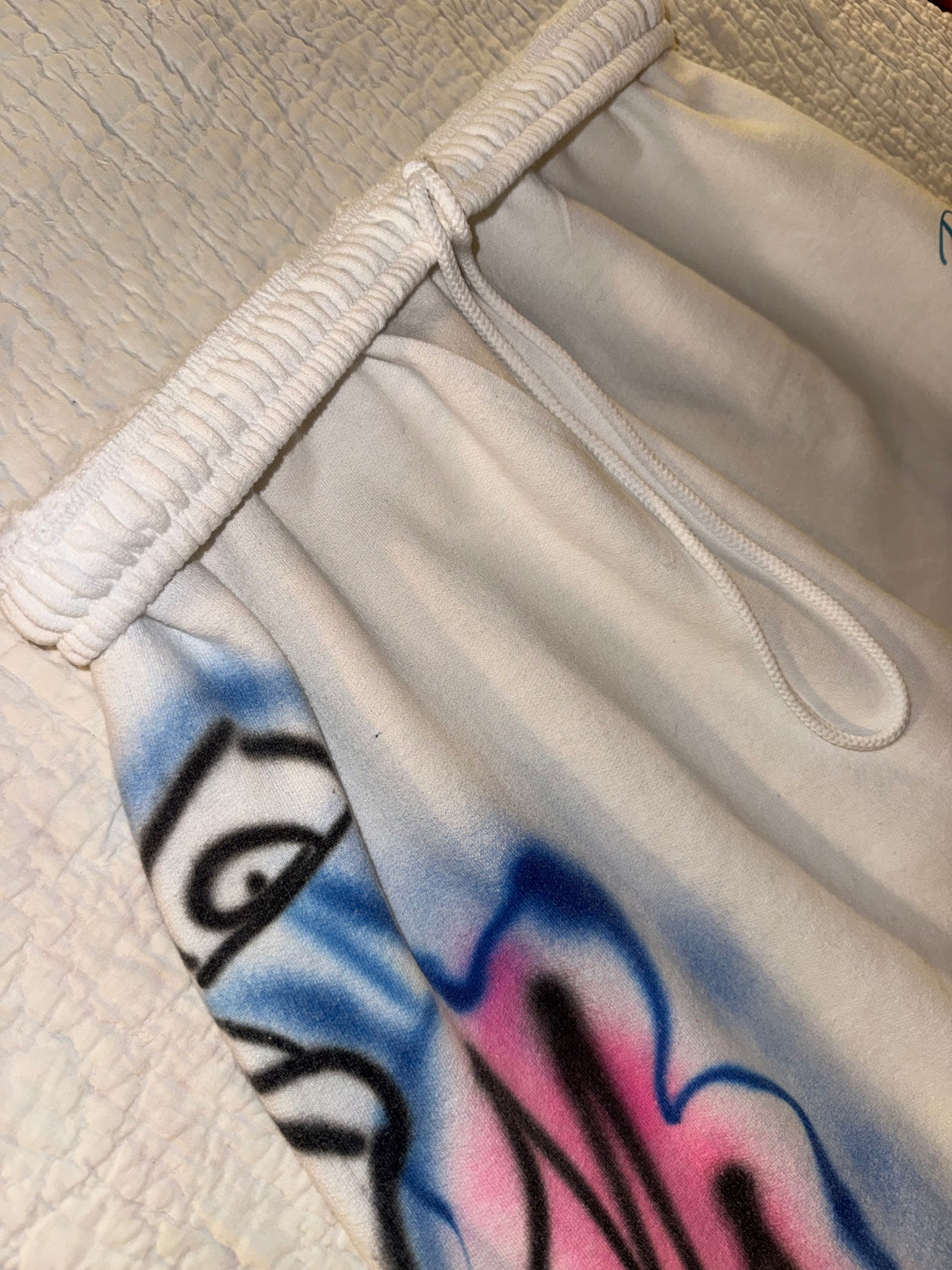 Phoebe 9.6.25 - Custom “Mateo” Airbrush Jogger Pants in White