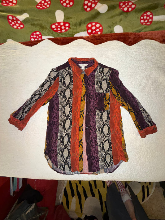 HC Khakis & Co - Snake Print Pattern Multicolor Striped Button Up Shirt