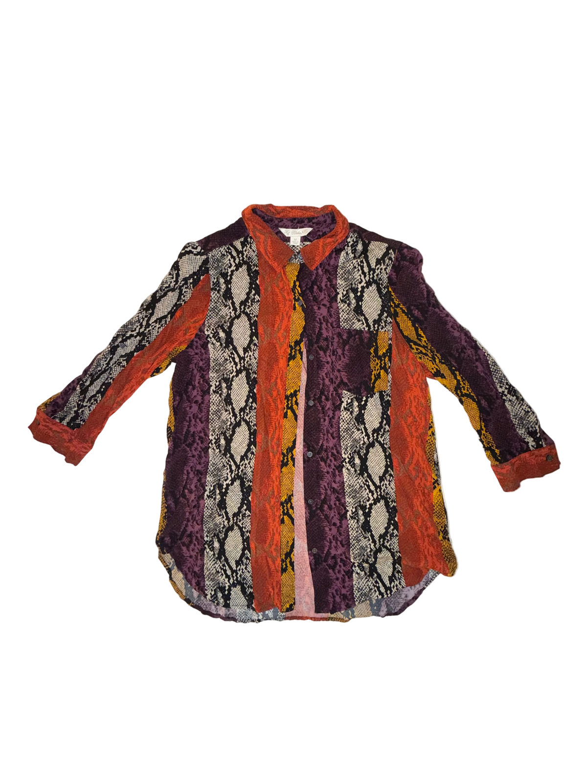 HC Khakis & Co - Snake Print Pattern Multicolor Striped Button Up Shirt