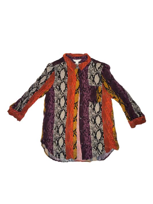 HC Khakis & Co - Snake Print Pattern Multicolor Striped Button Up Shirt