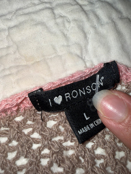 I Love Ronson - Pink and Brown Striped Knit Sweater