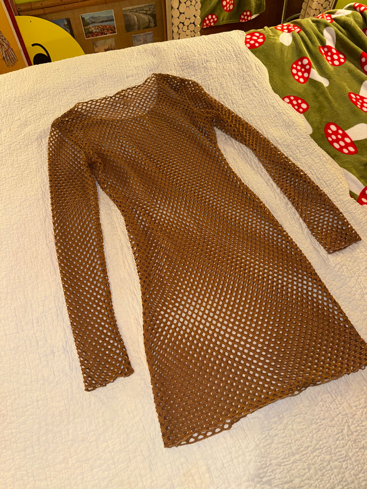 Fashion Nova - Brown Mesh Club Dress