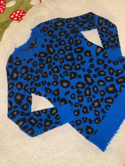 Aqua Cashmere - 100% Cashmere Blue Leopard Sweater - Bloomingdale’s