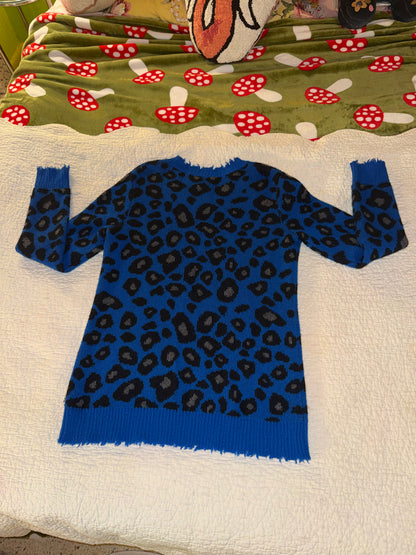 Aqua Cashmere - 100% Cashmere Blue Leopard Sweater - Bloomingdale’s