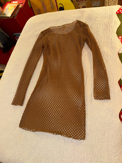 Fashion Nova - Brown Mesh Club Dress