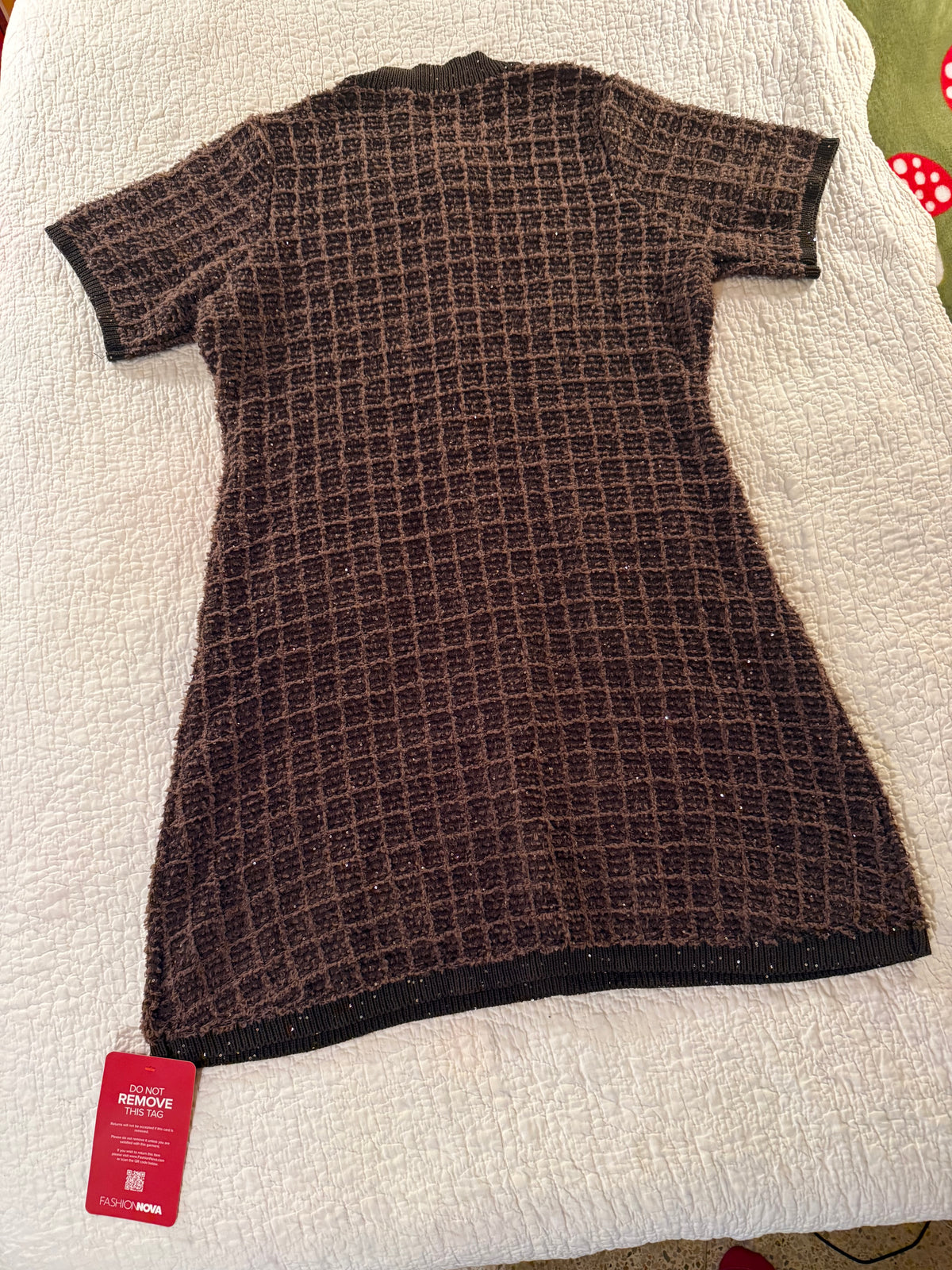 Nova Luxe - As If A Line Embellished Tweed Mini Dress in Chocolate - Fashion Nova