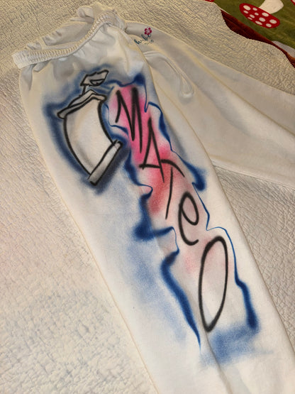 Phoebe 9.6.25 - Custom “Mateo” Airbrush Jogger Pants in White