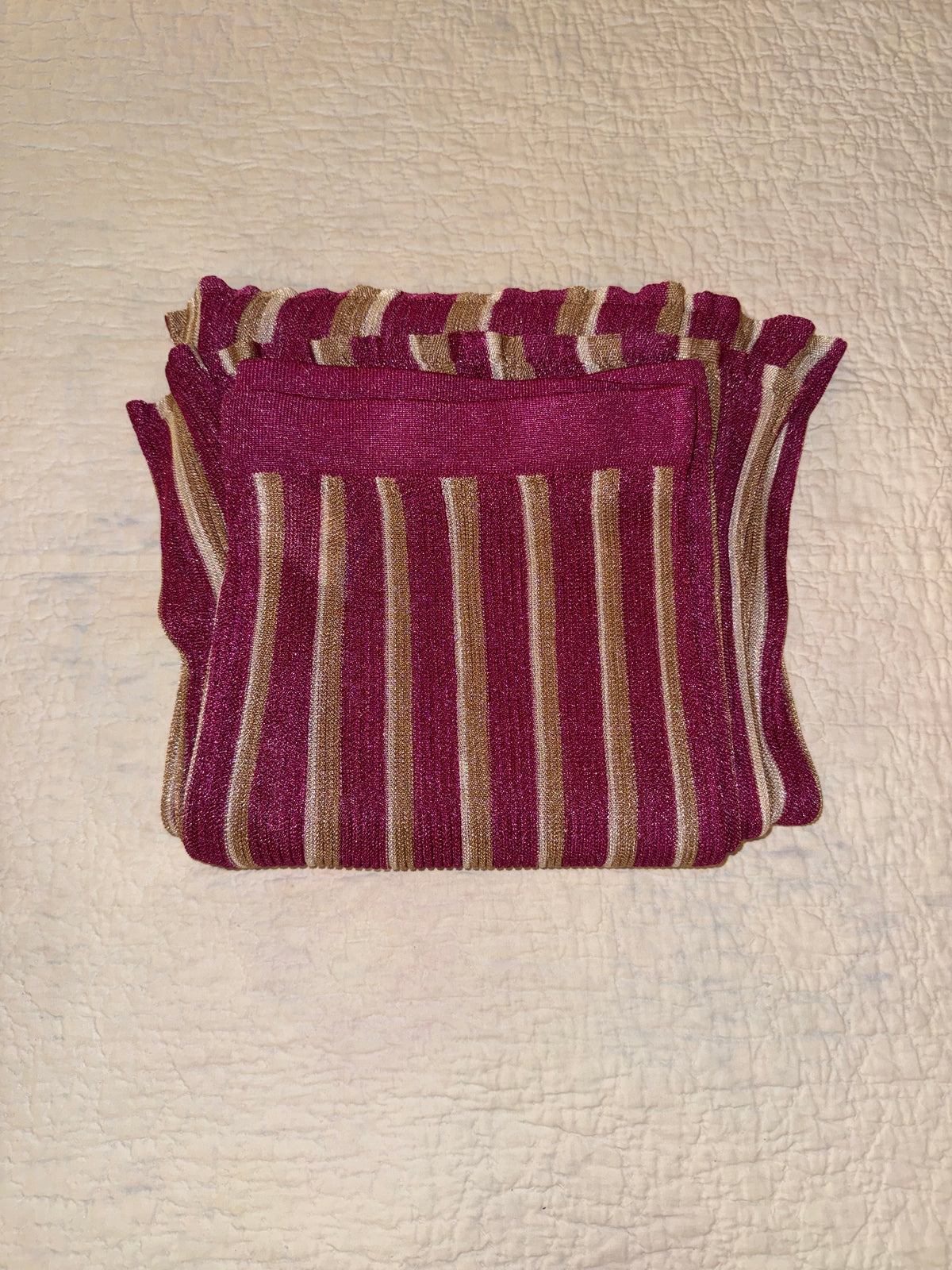 Future Collective - Striped Flare Pants in Pink and Gold - Jenny C. Lopez