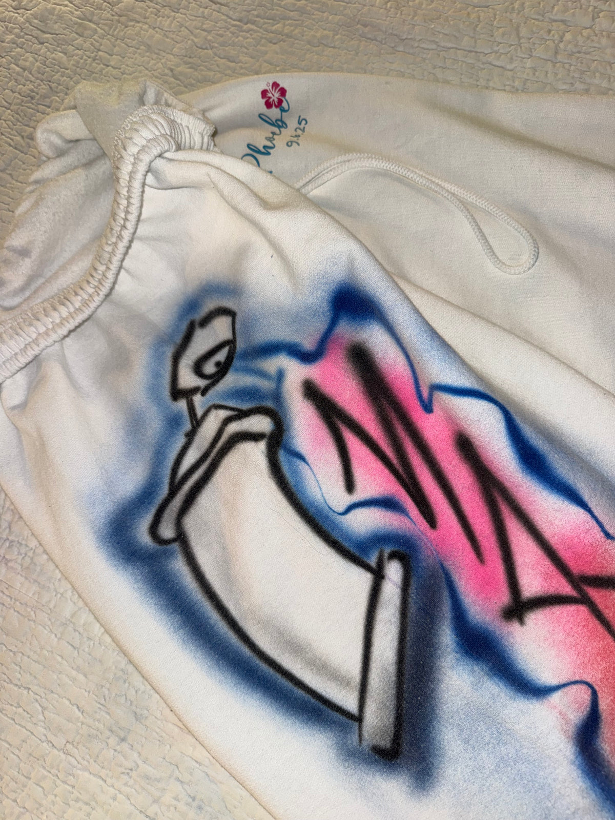 Phoebe 9.6.25 - Custom “Mateo” Airbrush Jogger Pants in White