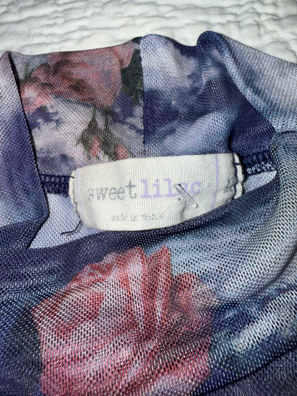 Sweet Lilac - Sheer Mesh Top with Cherubs and Roses