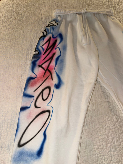 Phoebe 9.6.25 - Custom “Mateo” Airbrush Jogger Pants in White