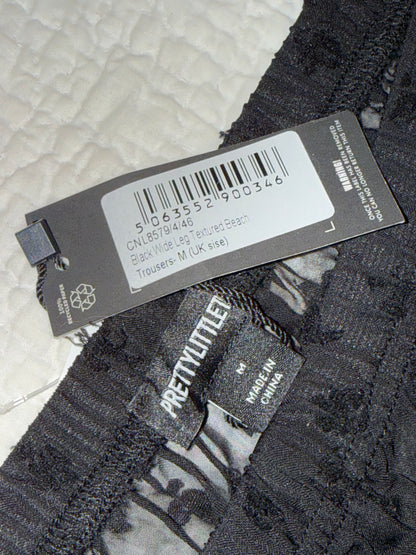 Pretty Little Thing - Black Wide Leg Textured Beach Trousers - Polka Dot Mesh