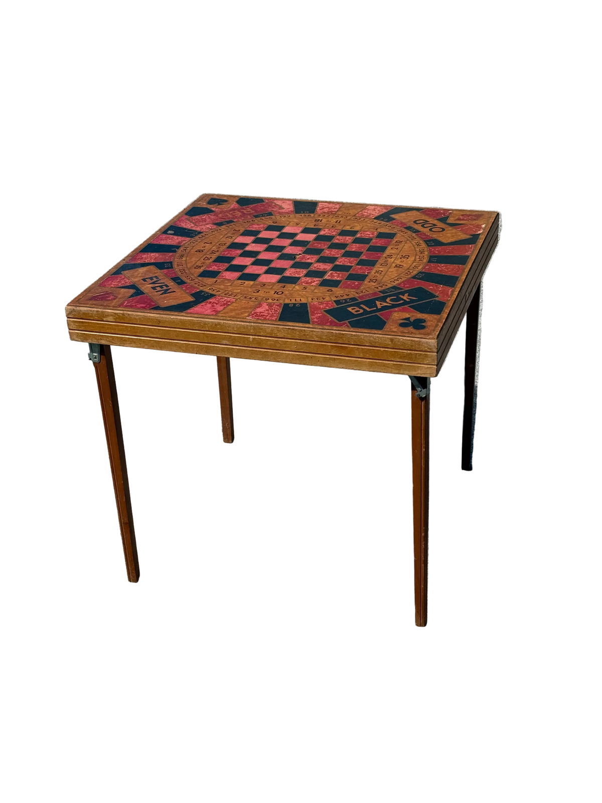 Unique Antique Card table with Roulette, Chess, checkers & card game top