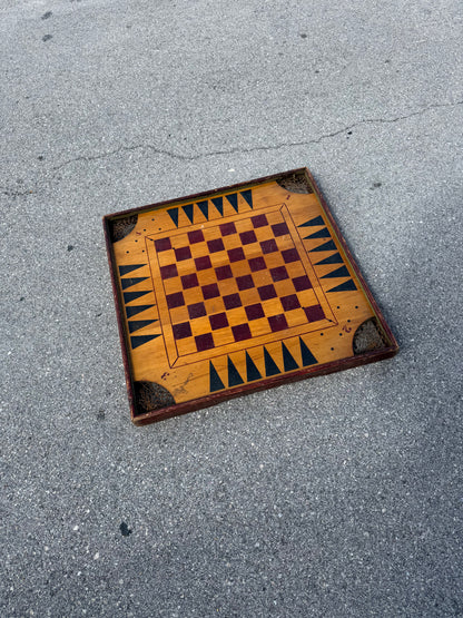 Unique Antique Card table with Roulette, Chess, checkers & card game top