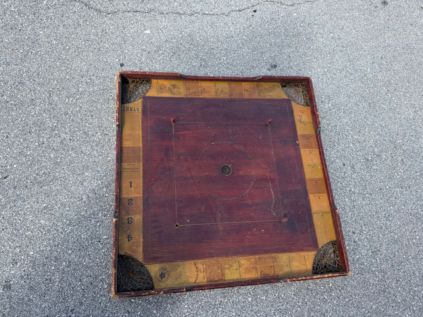 Unique Antique Card table with Roulette, Chess, checkers & card game top